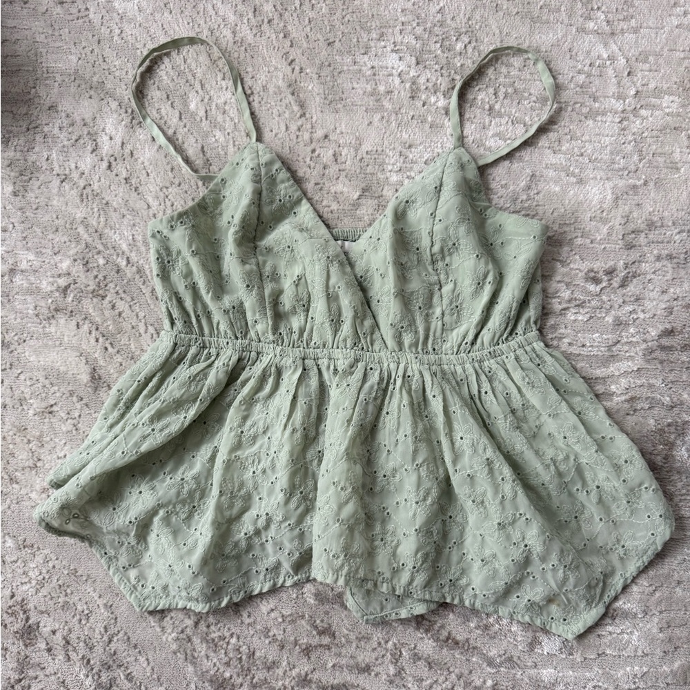 Hollister Light Green Eyelet Camisole